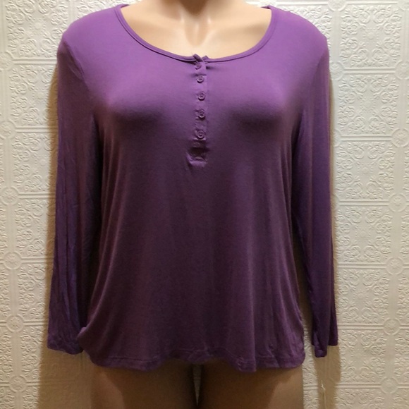 Ink & Ivy Long Sleeve Crushed Grape T-shirt 1X - Picture 1 of 6